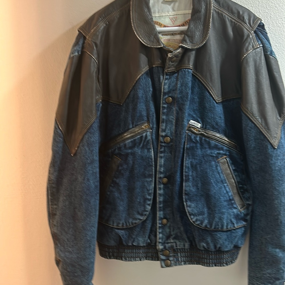 Georges Marciano denim jacket for Guess. Vintage Marty McFly denim coat.